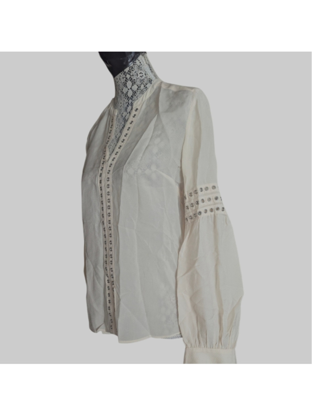 Veronica Beard Cream Top with Grommet Detailing - Picture 6 of 11